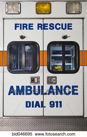 Stock Photography - Rear view of ambulance. Fotosearch