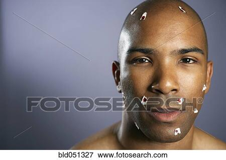 African American man with shaving cuts View Large Photo Image Stock Photo - African American man with shaving cuts. Fotosearch