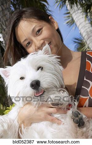 Asian woman holding dog View Large Photo Image Stock Photo - Asian woman holding dog. Fotosearch
