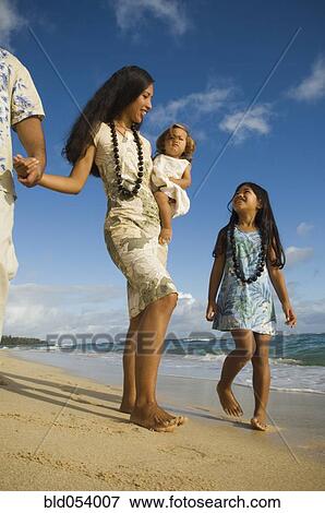 Pacific Islander family walking on beach View Large Photo Image Stock Photo - Pacific Islander family walking on beach. Fotosearch