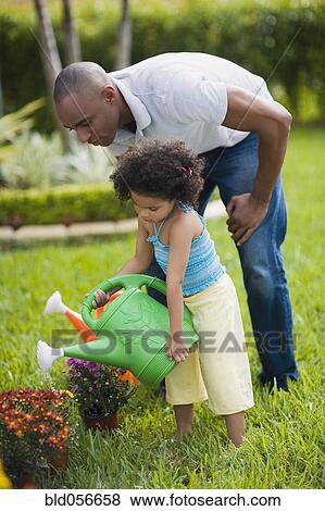African father and daughter watering flowers View Large Photo Image Stock Photo - African father and daughter watering flowers. Fotosearch