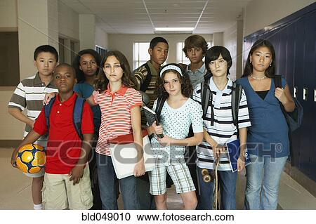 Group of multi-ethnic students in hallway View Large Photo Image Stock Image - Group of multi-ethnic students in hallway. Fotosearch