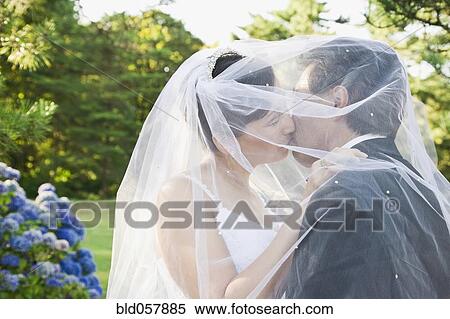 Asian newlyweds kissing View Large Photo Image Stock Photography - Asian newlyweds kissing. Fotosearch