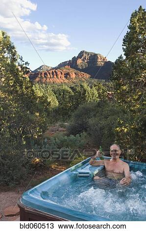 Senior man in hot tub View Large Photo Image Stock Image - Senior man in hot tub. Fotosearch