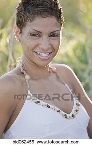 Stock Photography - Close up of Cape Verde woman smiling. Fotosearch