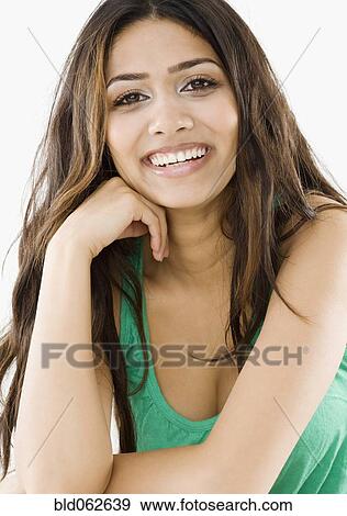 Close up of Middle Eastern woman smiling View Large Photo Image Stock Photo - Close up of Middle Eastern woman smiling. Fotosearch