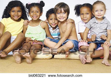 Stock Image - Portrait of multi-ethnic children. Fotosearch
