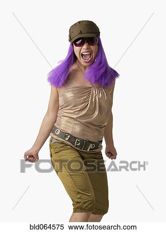 Stock Photography - Glamorous Asian woman shouting. Fotosearch