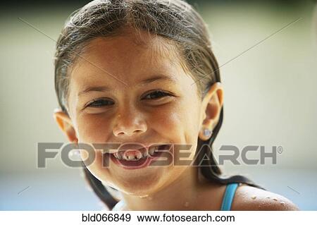 Wet girl smiling View Large Photo Image Stock Photo - Wet girl smiling. Fotosearch