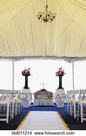 Picture - Interior view of wedding tent. Fotosearch