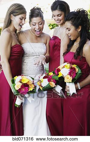 Stock Photograph - Multi-ethnic bride and bride's maids. Fotosearch