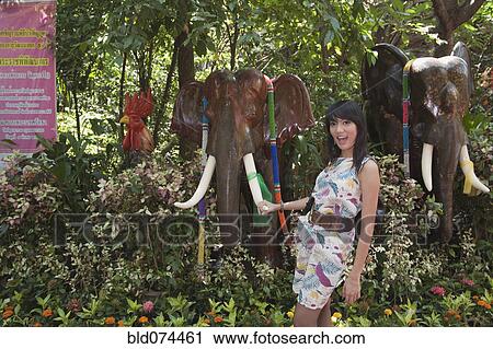 Asian woman holding tusk of elephant tusk View Large Photo Image Stock Image - Asian woman holding tusk of elephant tusk. Fotosearch