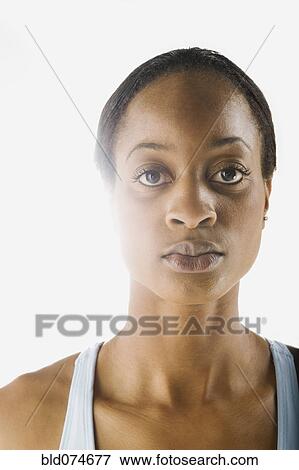 Stock Photo - Serious mixed race woman. Fotosearch