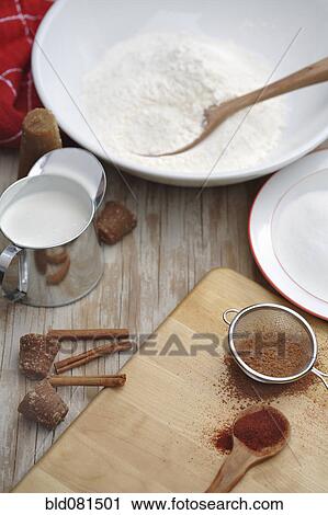 Stock Image - Baking ingredients. Fotosearch