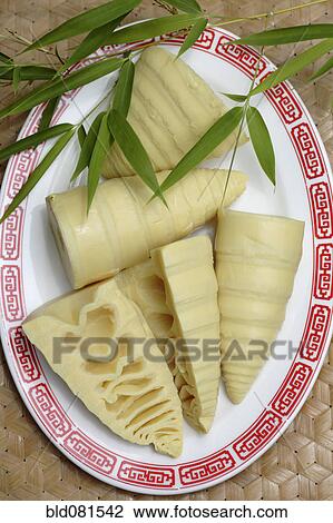 Stock Image - Bamboo shoots on platter. Fotosearch