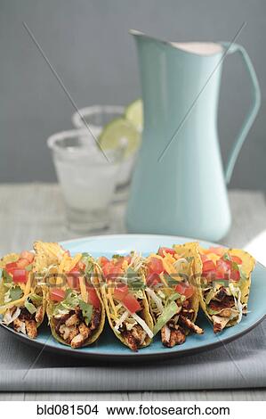 Chicken tacos and margaritas View Large Photo Image Picture - Chicken tacos and margaritas. Fotosearch