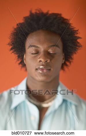 African American man with eyes closed View Large Photo Image Stock Photo - African American man with eyes closed. Fotosearch