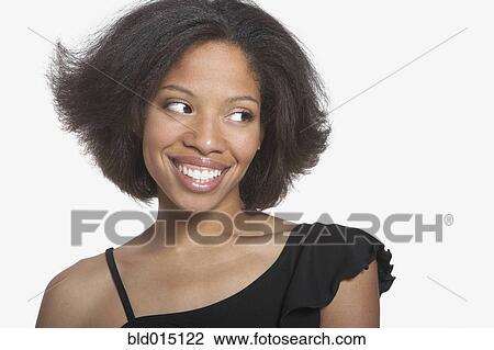 Close up portrait of woman in black smiling View Large Photo Image Stock Image - Close up portrait of woman in black smiling. Fotosearch