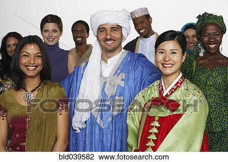 Multi-ethnic people in traditional dress View Large Photo Image Stock Image - Multi-ethnic people in traditional dress. Fotosearch