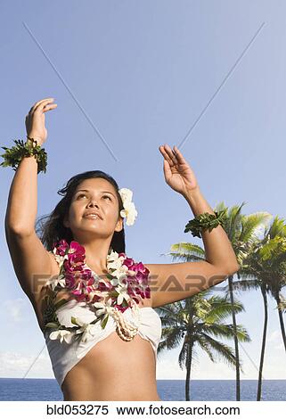 Pacific Islander woman in lei dancing View Large Photo Image Stock Photography - Pacific Islander woman in lei dancing. Fotosearch