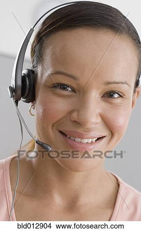 Picture - Portrait of woman with headpiece . Fotosearch