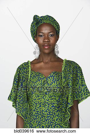 Stock Photograph - Ugandan woman wearing traditional dress. Fotosearch