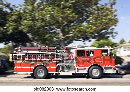 Fire truck responding to emergency View Large Photo Image Stock Image - Fire truck responding to emergency. Fotosearch