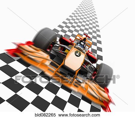Orange race car driving on checkerboard road View Large Photo Image Stock Photography - Orange race car driving on checkerboard road. Fotosearch