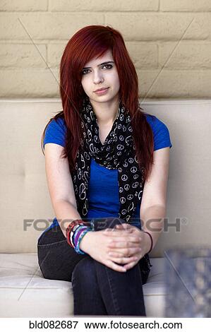 Serious Caucasian redheaded teenager View Large Photo Image Stock Photo - Serious Caucasian redheaded teenager. Fotosearch