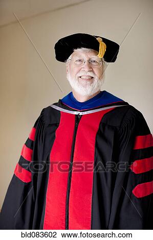 Stock Image - Smiling Caucasian profession in formal robe. Fotosearch