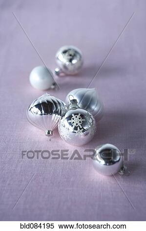 Silver Christmas ornaments View Large Photo Image Stock Photography - Silver Christmas ornaments. Fotosearch