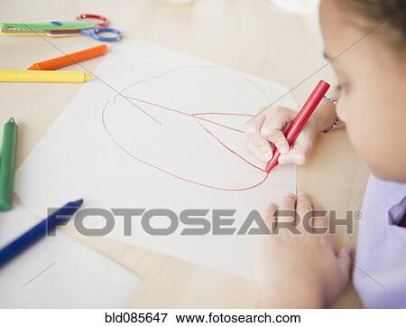 Stock Photo - African American girl drawing peace symbol. Fotosearch