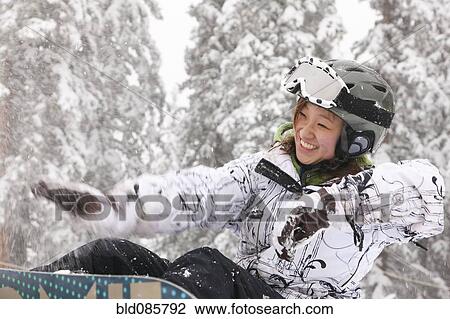 Chinese snowboarder falling View Large Photo Image Stock Image - Chinese snowboarder falling. Fotosearch