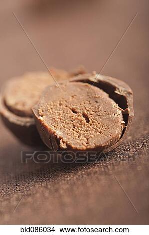 Picture - Close up of chocolate truffle. Fotosearch