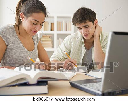 Couple studying together View Large Photo Image Stock Photo - Couple studying together. Fotosearch