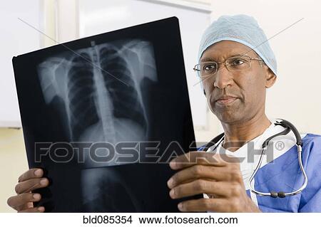 Mixed race surgeon looking at x-rays View Large Photo Image Picture - Mixed race surgeon looking at x-rays. Fotosearch