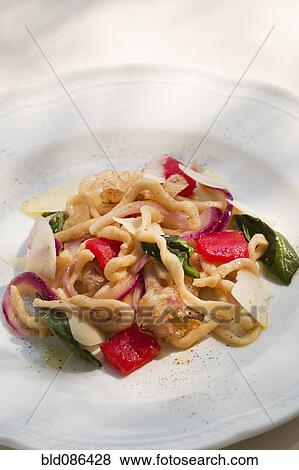 Stock Photo - Plate of rustic pasta salad. Fotosearch