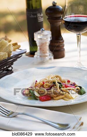 Stock Photo - Plate of rustic pasta salad. Fotosearch
