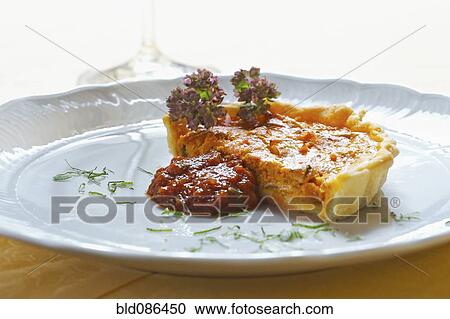 Red pepper flan with tomato chutney View Large Photo Image Stock Image - Red pepper flan with tomato chutney. Fotosearch