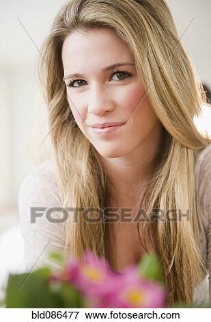 Stock Photo - Smiling Caucasian teenage girl. Fotosearch