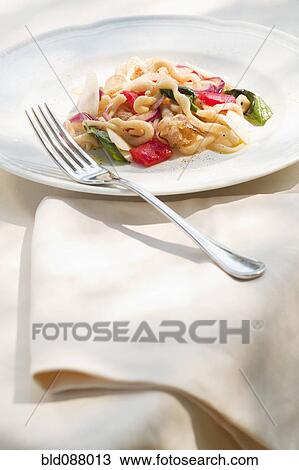 Plate of rustic pasta salad View Large Photo Image Stock Image - Plate of rustic pasta salad. Fotosearch