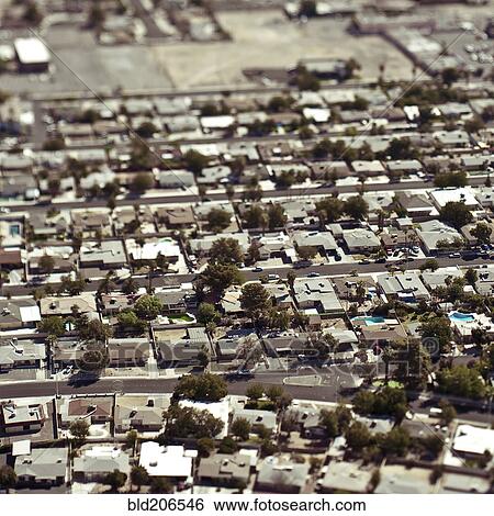 Stock Photograph - Aerial View of Residential Area. Fotosearch