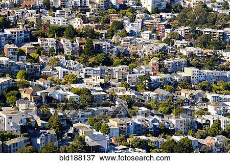 Stock Photo - Aerial view of San Francisco cityscape, California, United States. Fotosearch