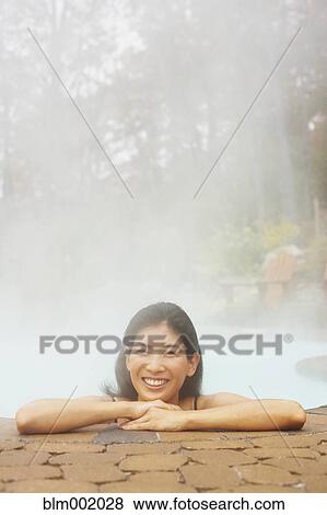 Asian woman sitting in hot tub View Large Photo Image Stock Photo - Asian woman sitting in hot tub. Fotosearch