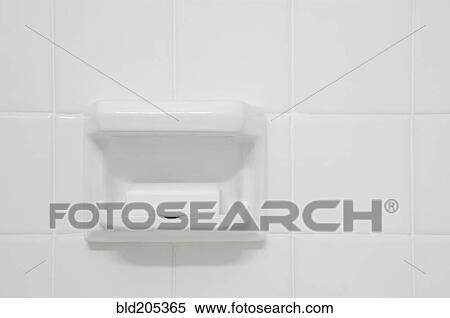 Stock Photography - Bar of Soap In Tiled Shower. Fotosearch
