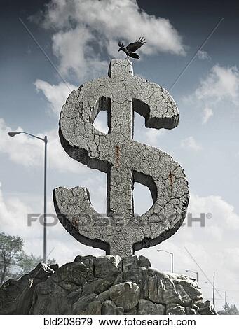 Bird landing on carved stone dollar sign View Large Photo Image Stock Photo - Bird landing on carved stone dollar sign. Fotosearch