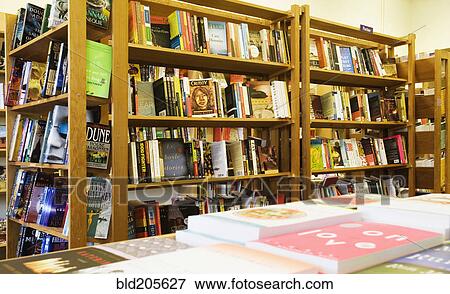 Stock Photo - Books on shelves in bookstore. Fotosearch