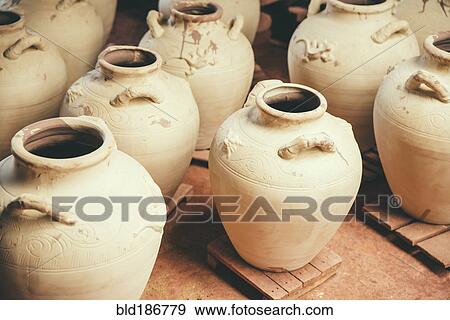 Ceramic pots drying in kiln View Large Photo Image Stock Photo - Ceramic pots drying in kiln. Fotosearch