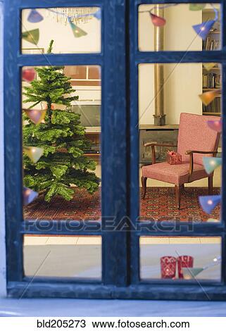 Christmas Tree through Window View Large Photo Image Stock Image - Christmas Tree through Window. Fotosearch