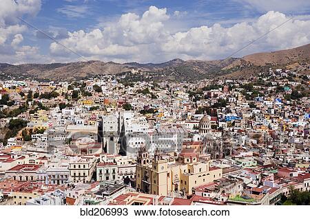 Stock Image - City of Guanajuato from the Pipila Overlook at Dusk. Fotosearch
